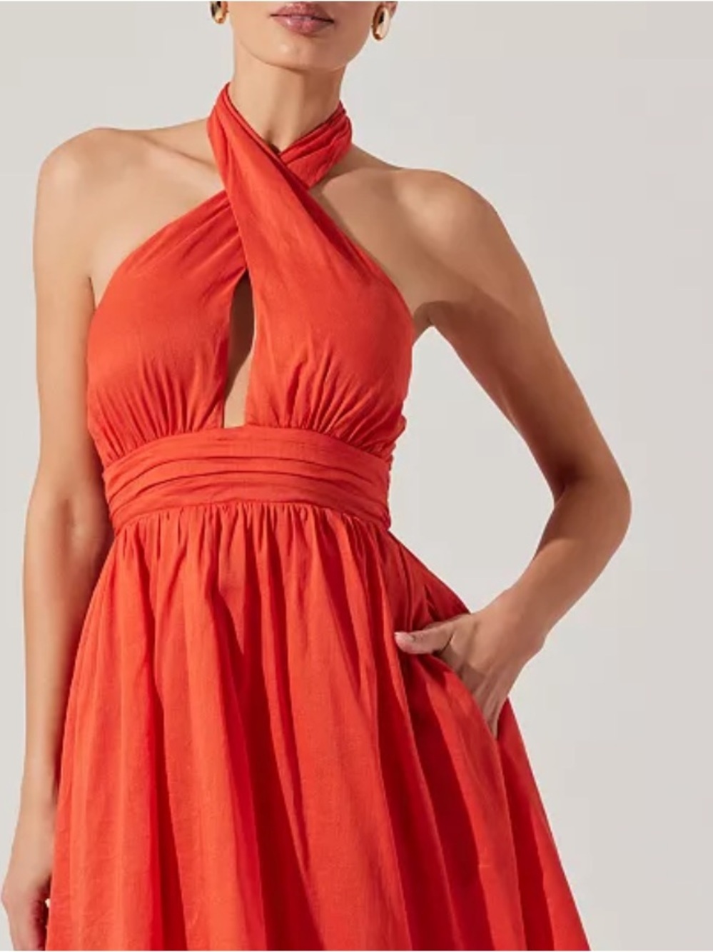 NWT Anthropologie ASTR the Label Orange Kalia Halter Keyhole Dress M - Picture 5 of 16